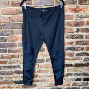 MTA Sport Black Pleated Strappy Athletic Leggings Women's Size XL